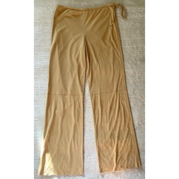 Max Studio Golden Yellow Drawstring Womens Pants Sz S Microfiber Faux Suede - Picture 3 of 12